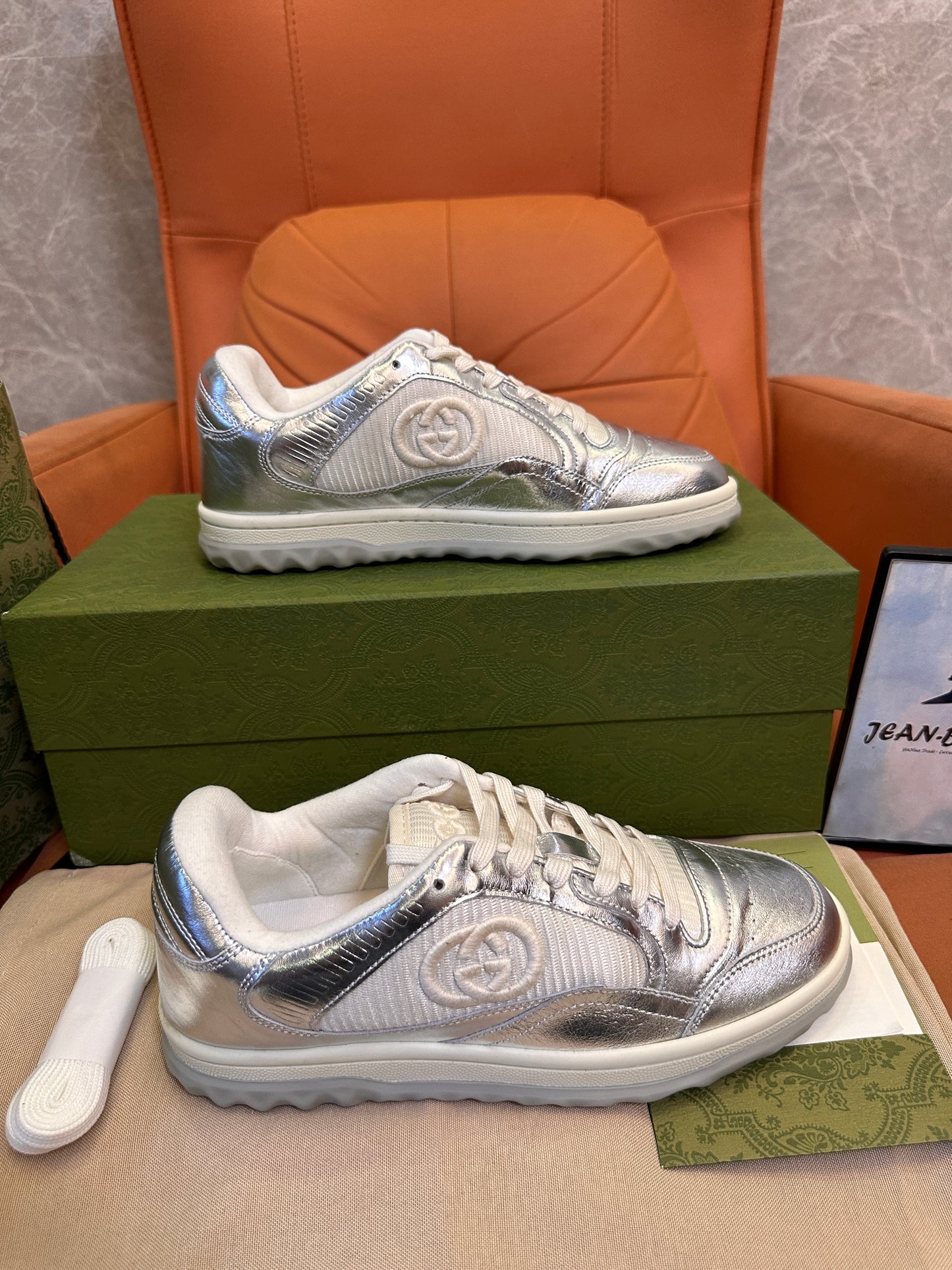 Gucci metallic silver women's sneakers