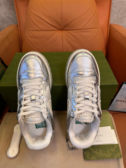 Gucci metallic silver women's sneakers