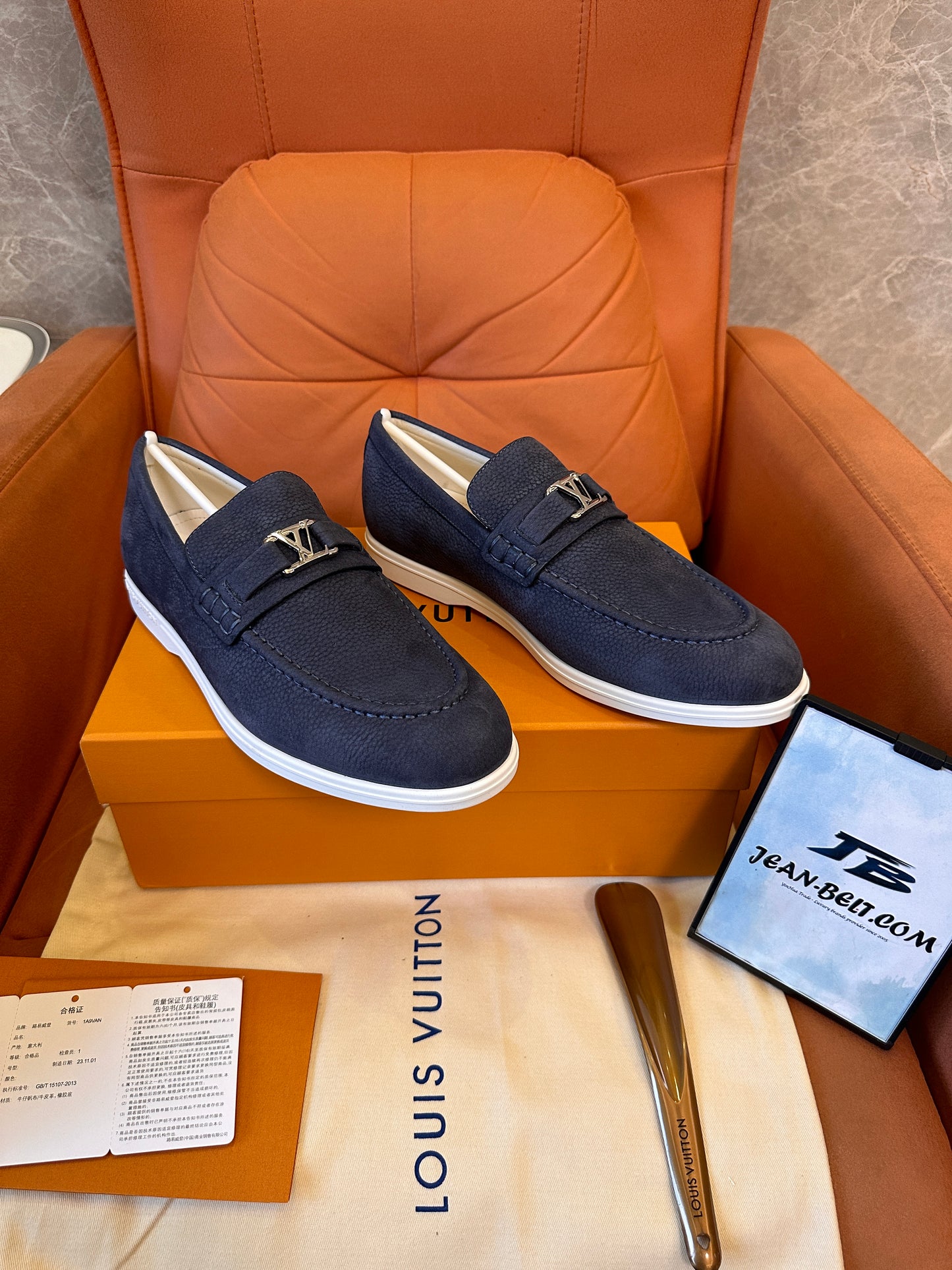 Louis Vuitton blue loafer shoes