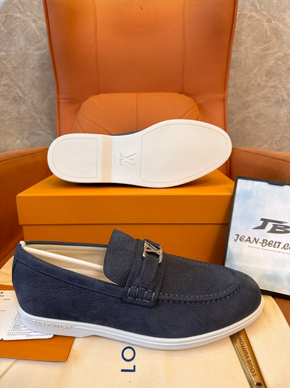 Louis Vuitton blue loafer shoes