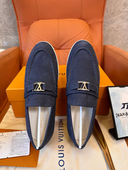 Louis Vuitton blue loafer shoes