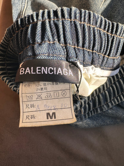 Balenciaga blue thickened denim jeans with signature branding