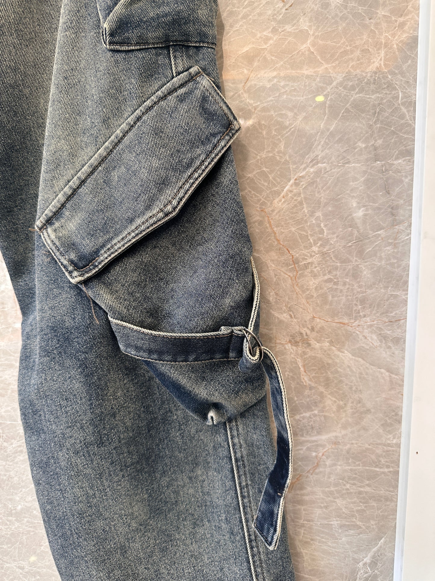 Balenciaga blue thickened denim jeans with signature branding