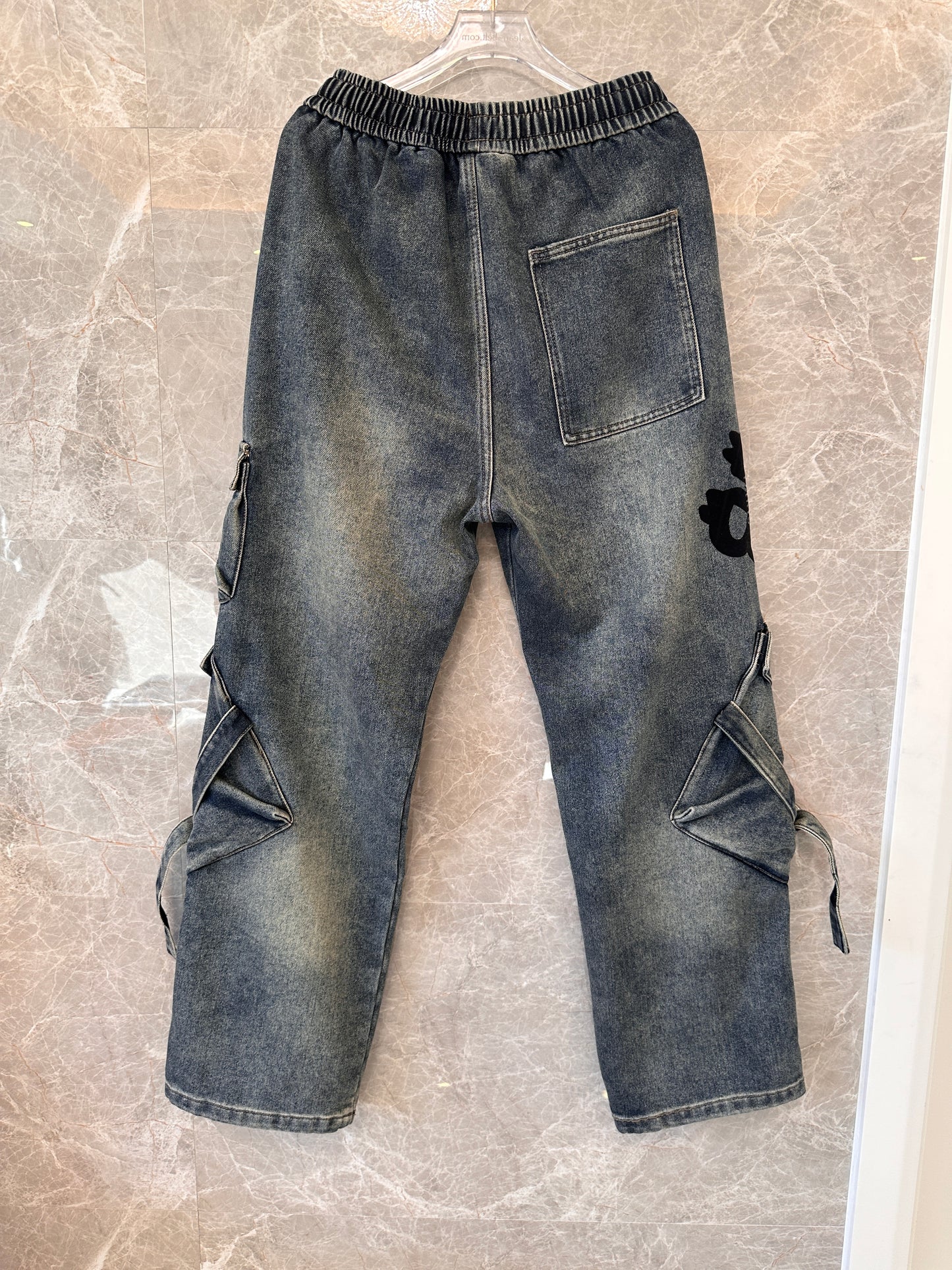 Balenciaga blue thickened denim jeans with signature branding