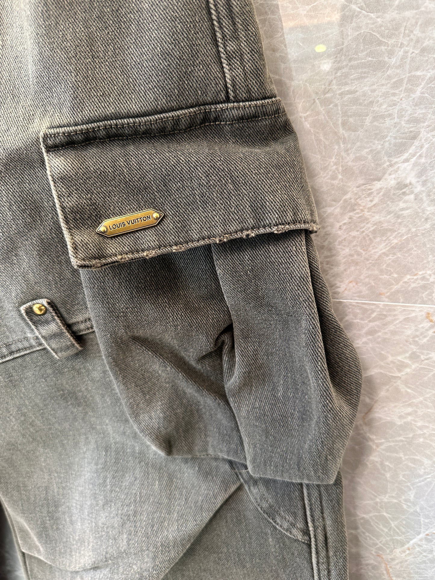 Louis Vuitton grey thickened denim jeans