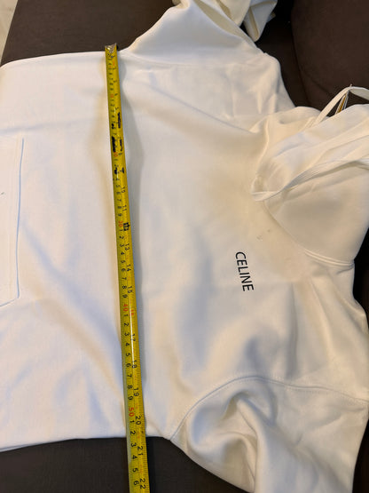 Celine white hoodie with minimalist logo