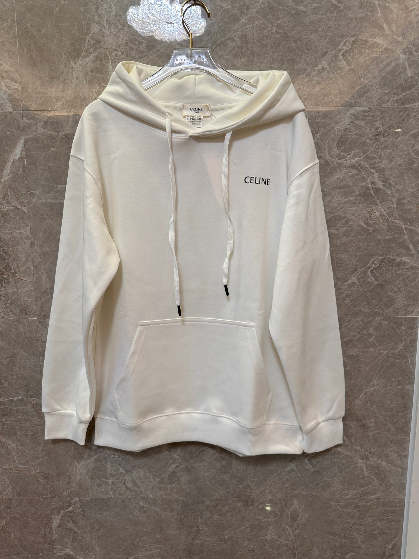 Celine white hoodie with minimalist logo