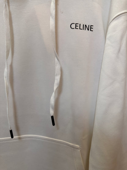 Celine white hoodie with minimalist logo