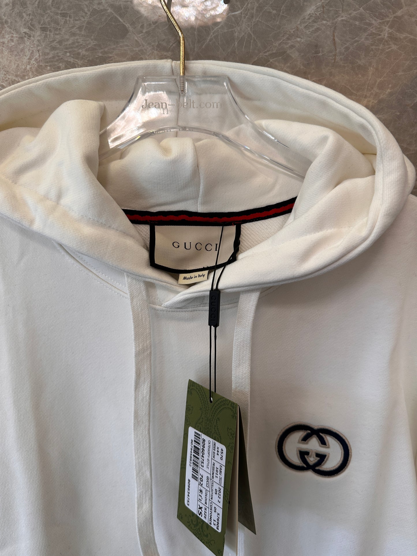 Gucci white hoodie with double G logo