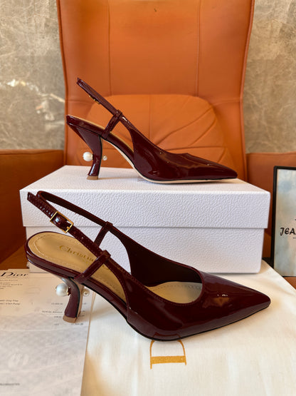 Dior patent leather slingback heels in wine red