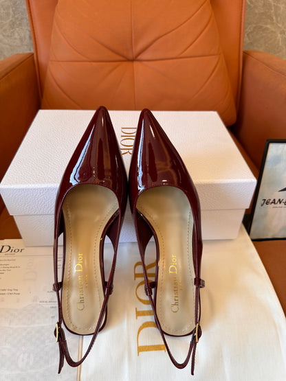 Dior patent leather slingback heels in wine red