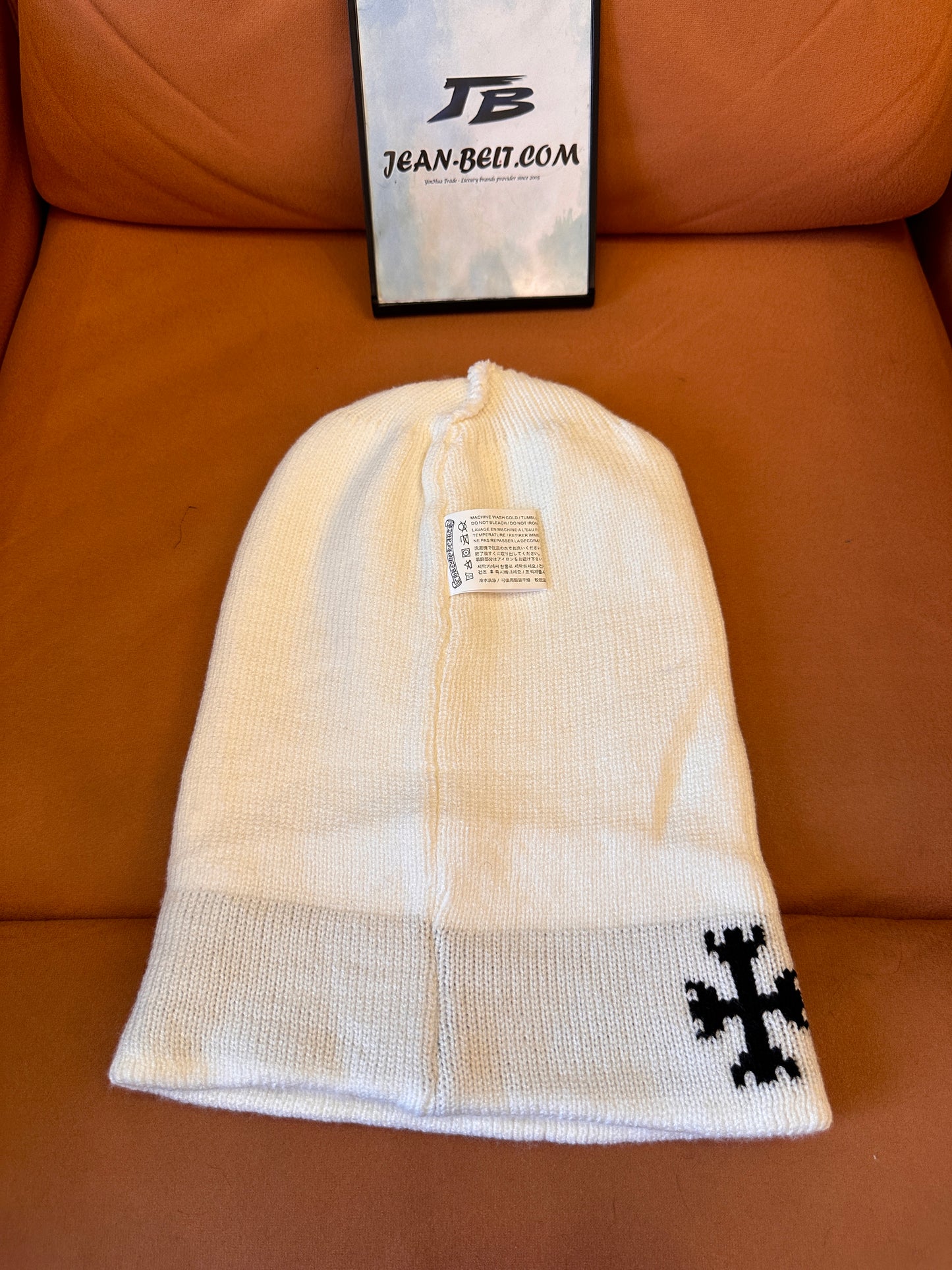 Chrome Hearts cross embroidery beanie - knit hat with silver emblem