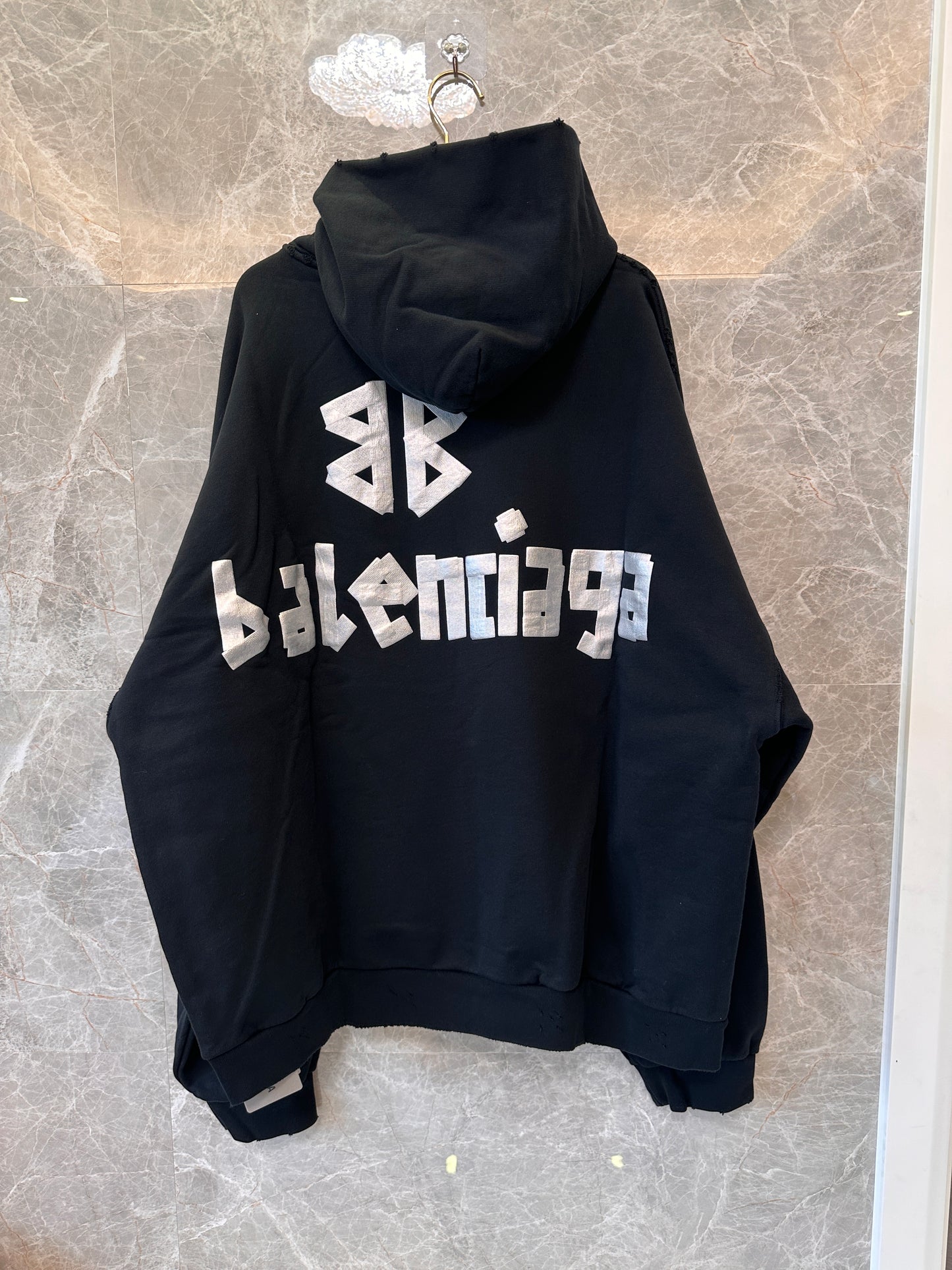 Balenciaga metallic logo oversized hoodie