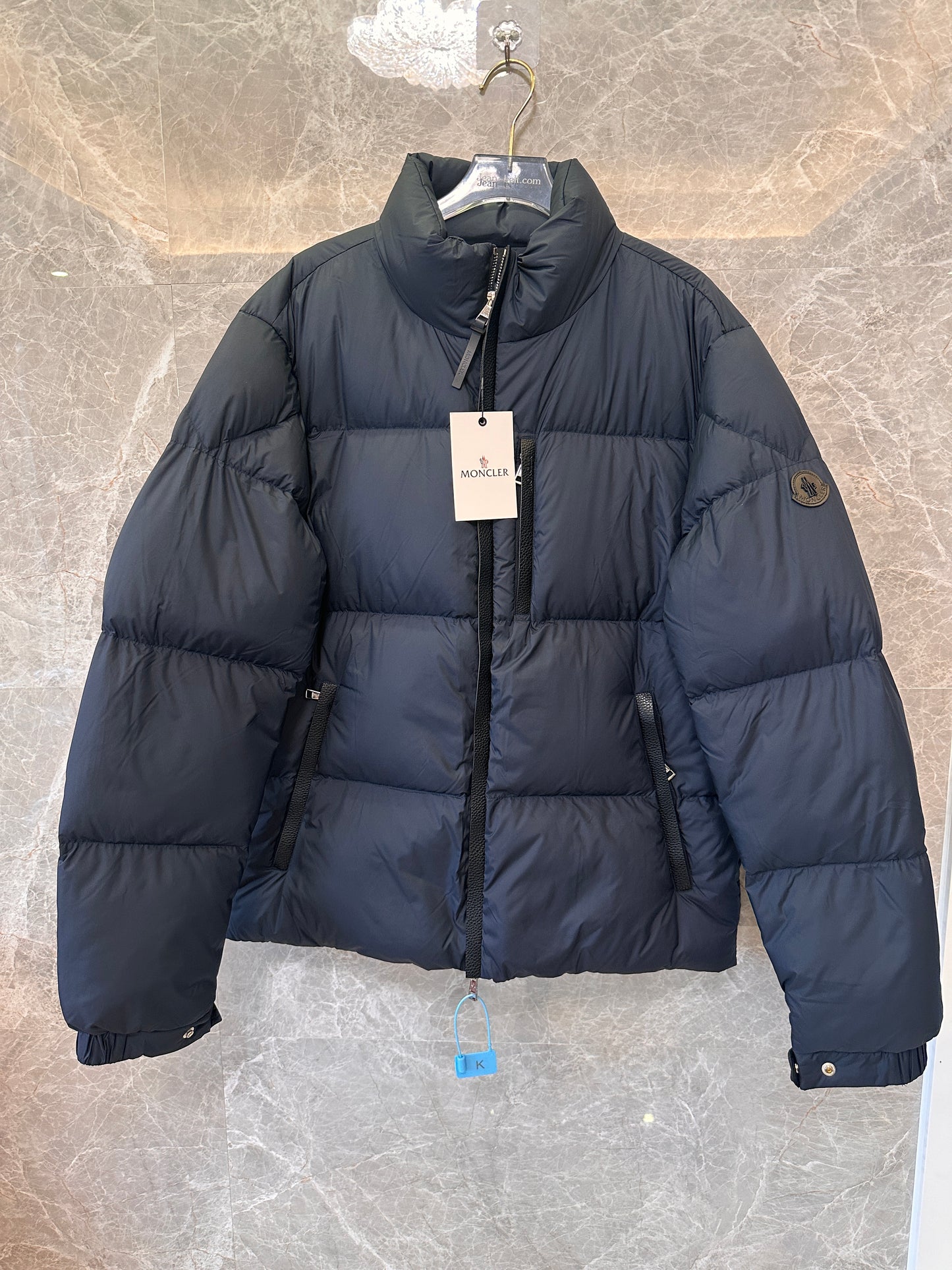 Moncler black & navy blue down puffer jackets