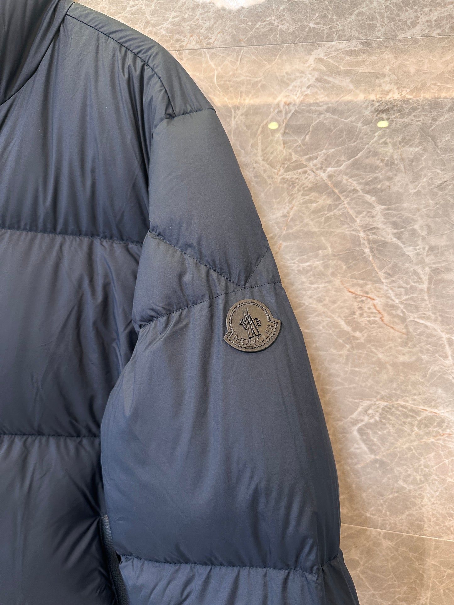 Moncler black & navy blue down puffer jackets