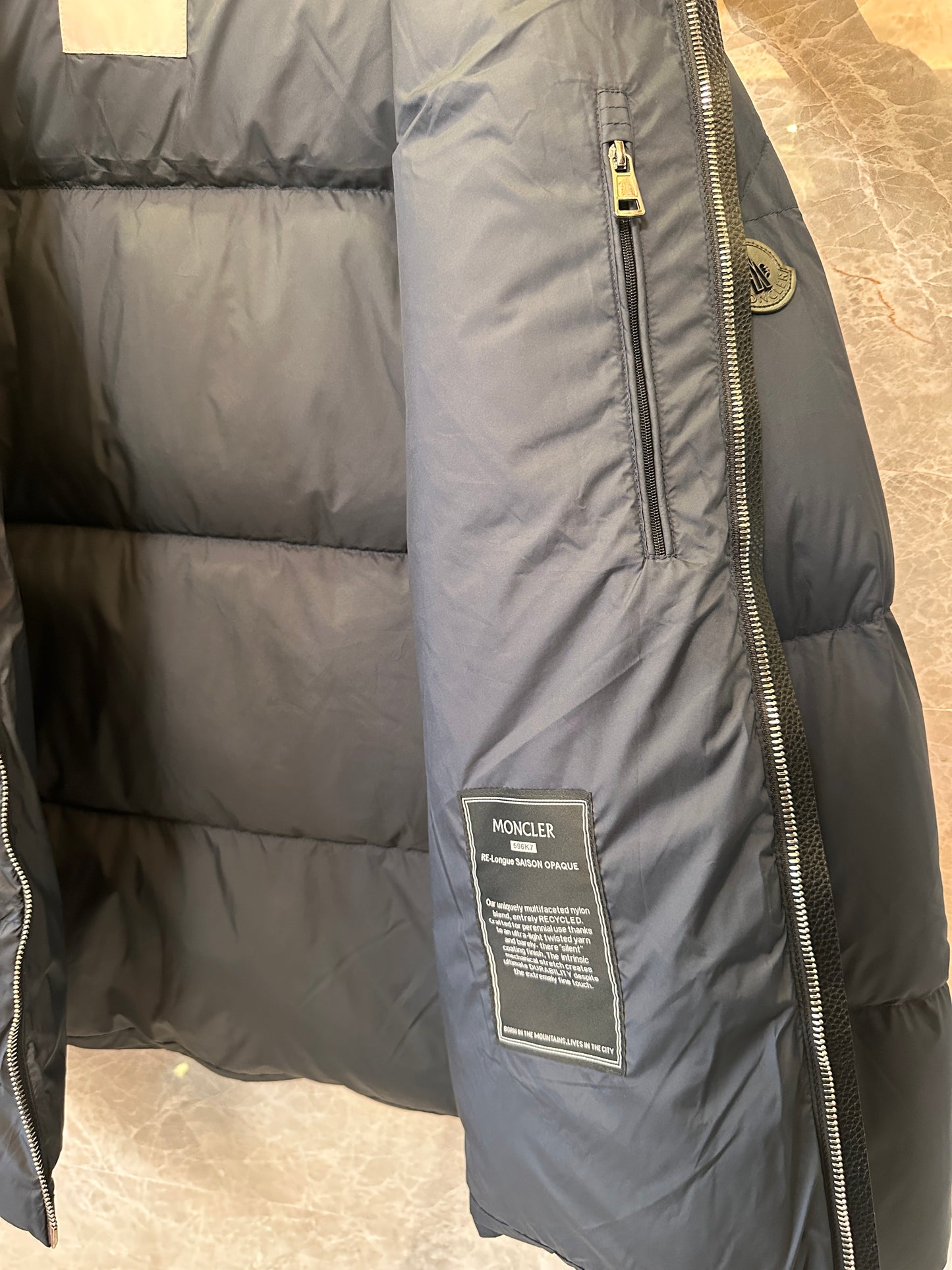 Moncler black & navy blue down puffer jackets