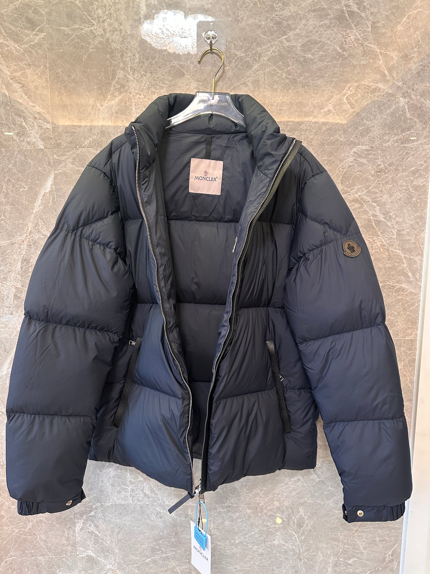 Moncler black & navy blue down puffer jackets