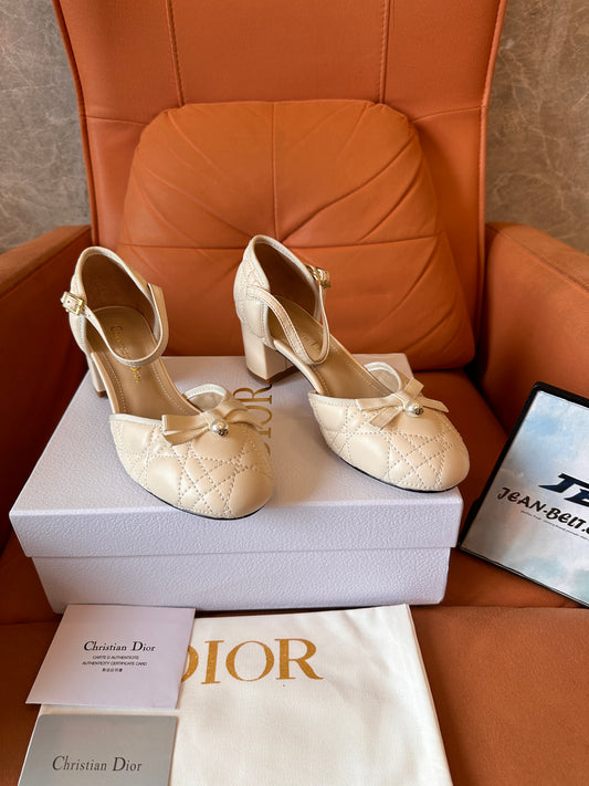 Dior J'Adior slingback pumps – beige quilted leather with pearl bow