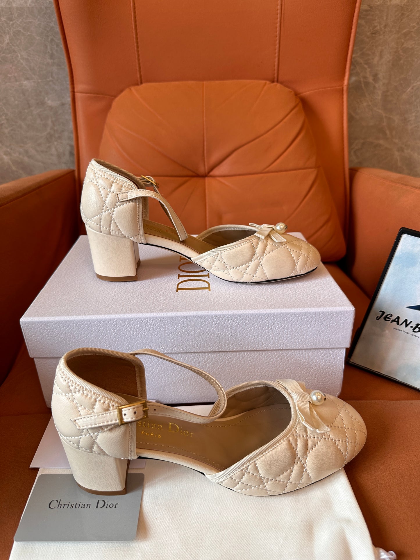 Dior J'Adior slingback pumps – beige quilted leather with pearl bow