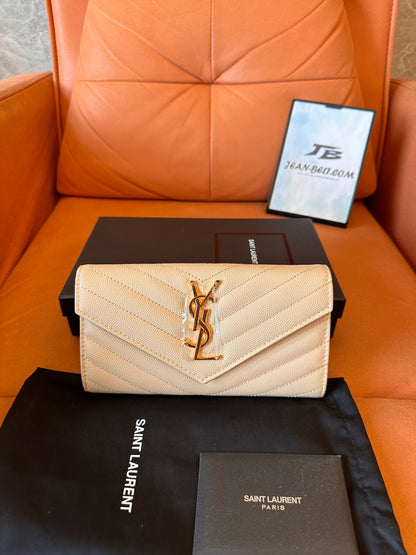 YSL nude leather flap envelope wallet