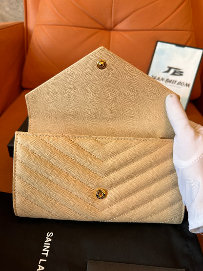 YSL nude leather flap envelope wallet