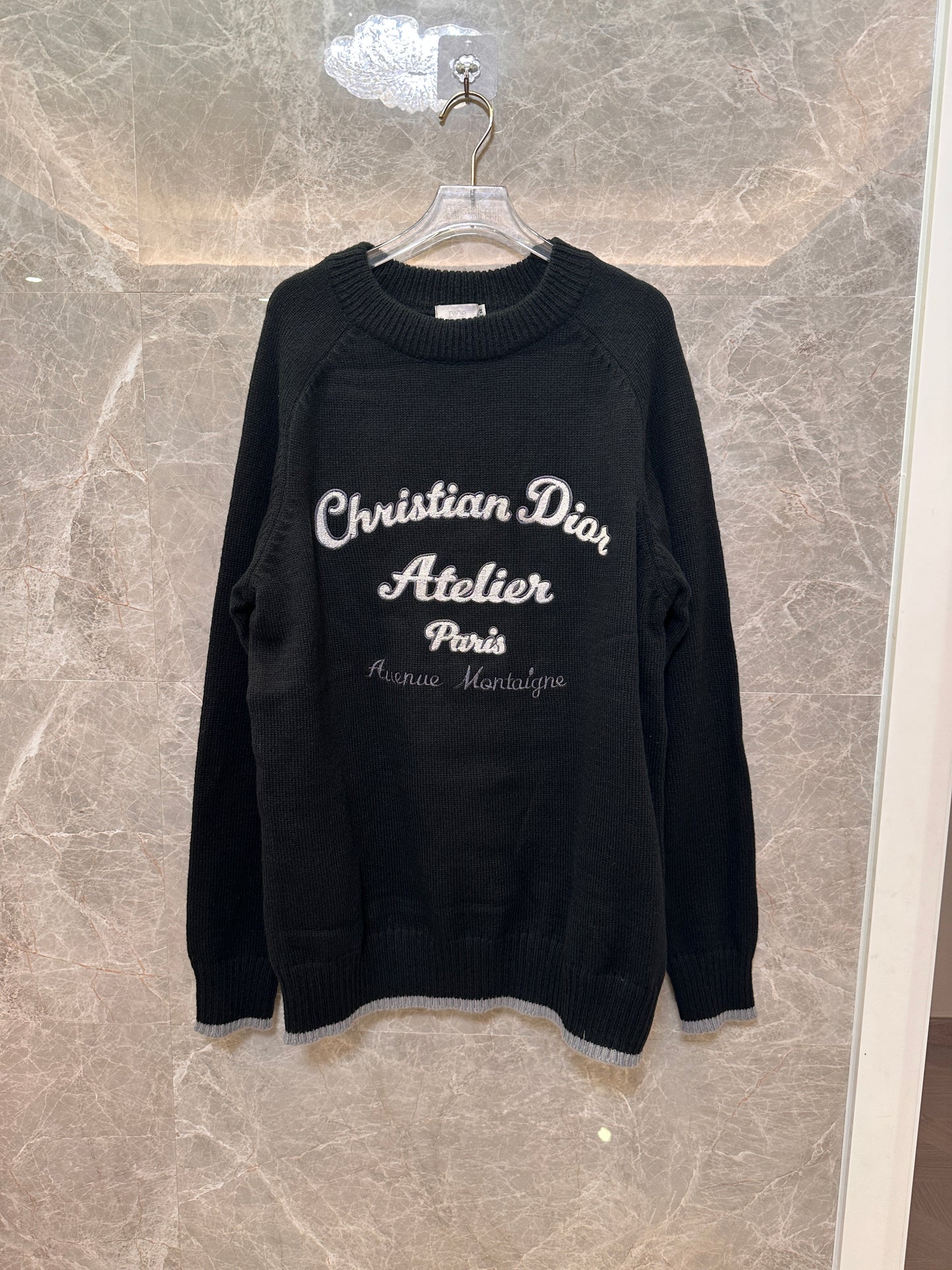 Christian Dior Atelier men's black wool sweater - Avenue Montaigne Paris edition