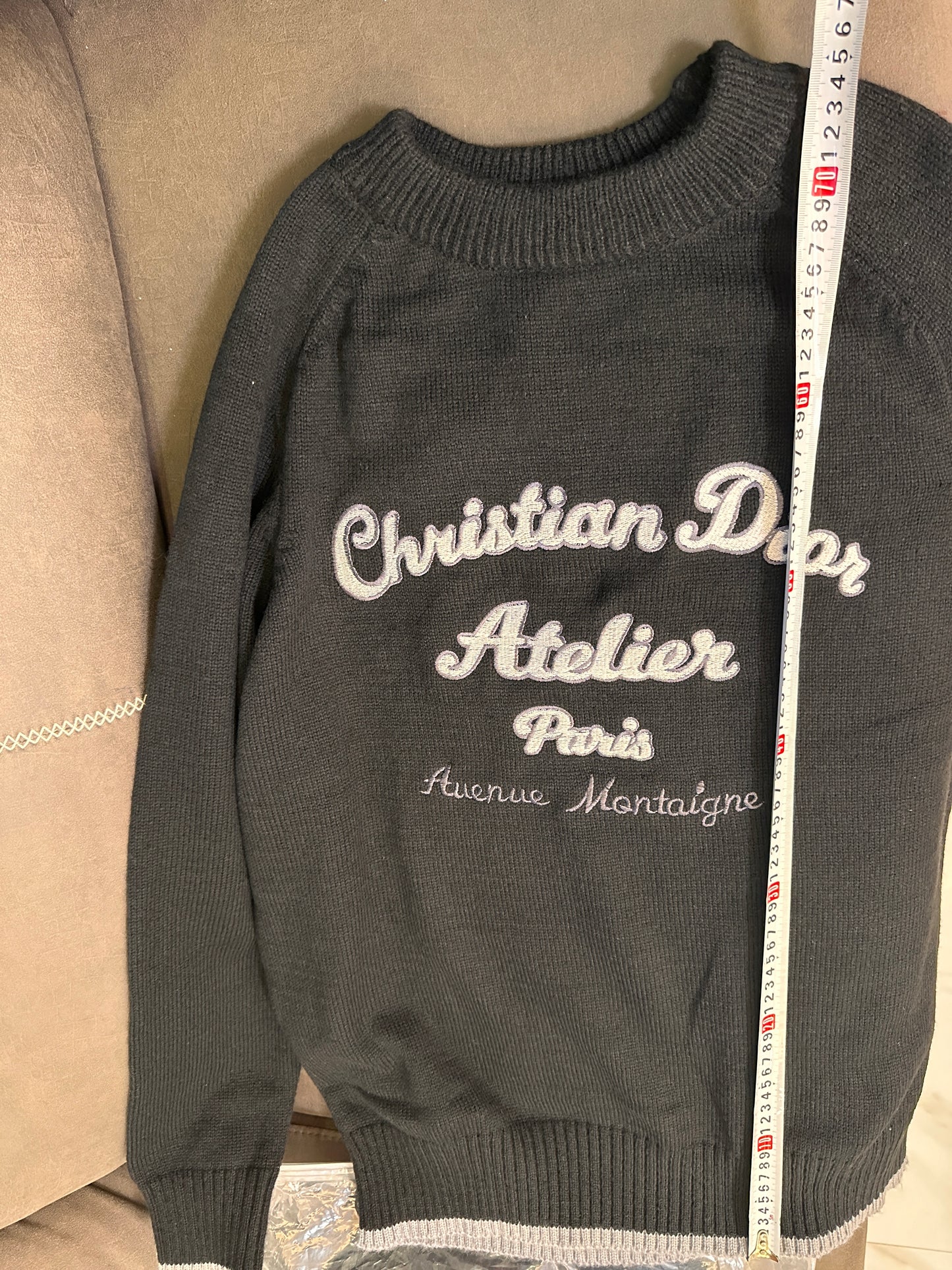 Christian Dior Atelier men's black wool sweater - Avenue Montaigne Paris edition