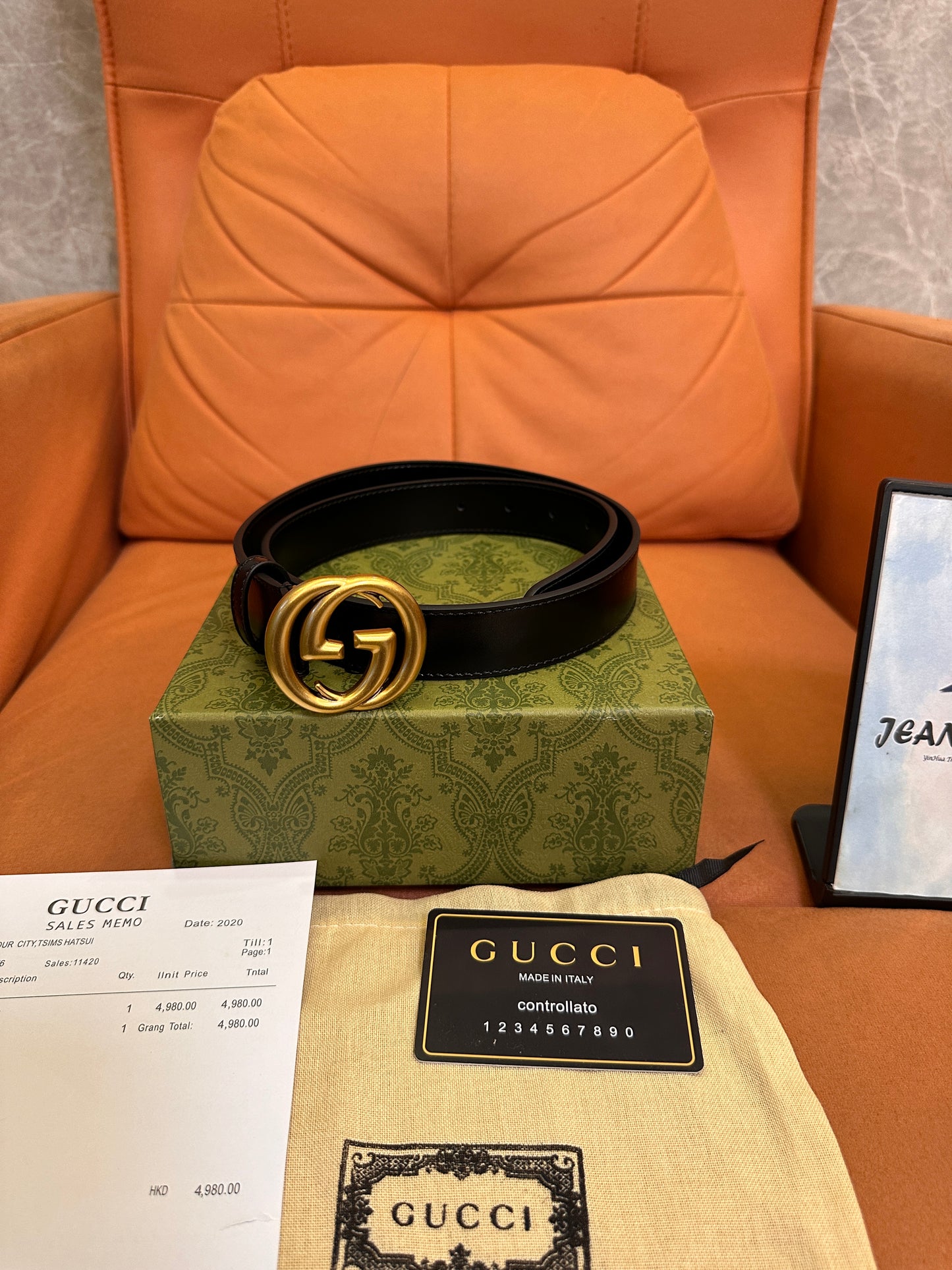 Gucci GG Marmont leather belt - black with antique gold buckle