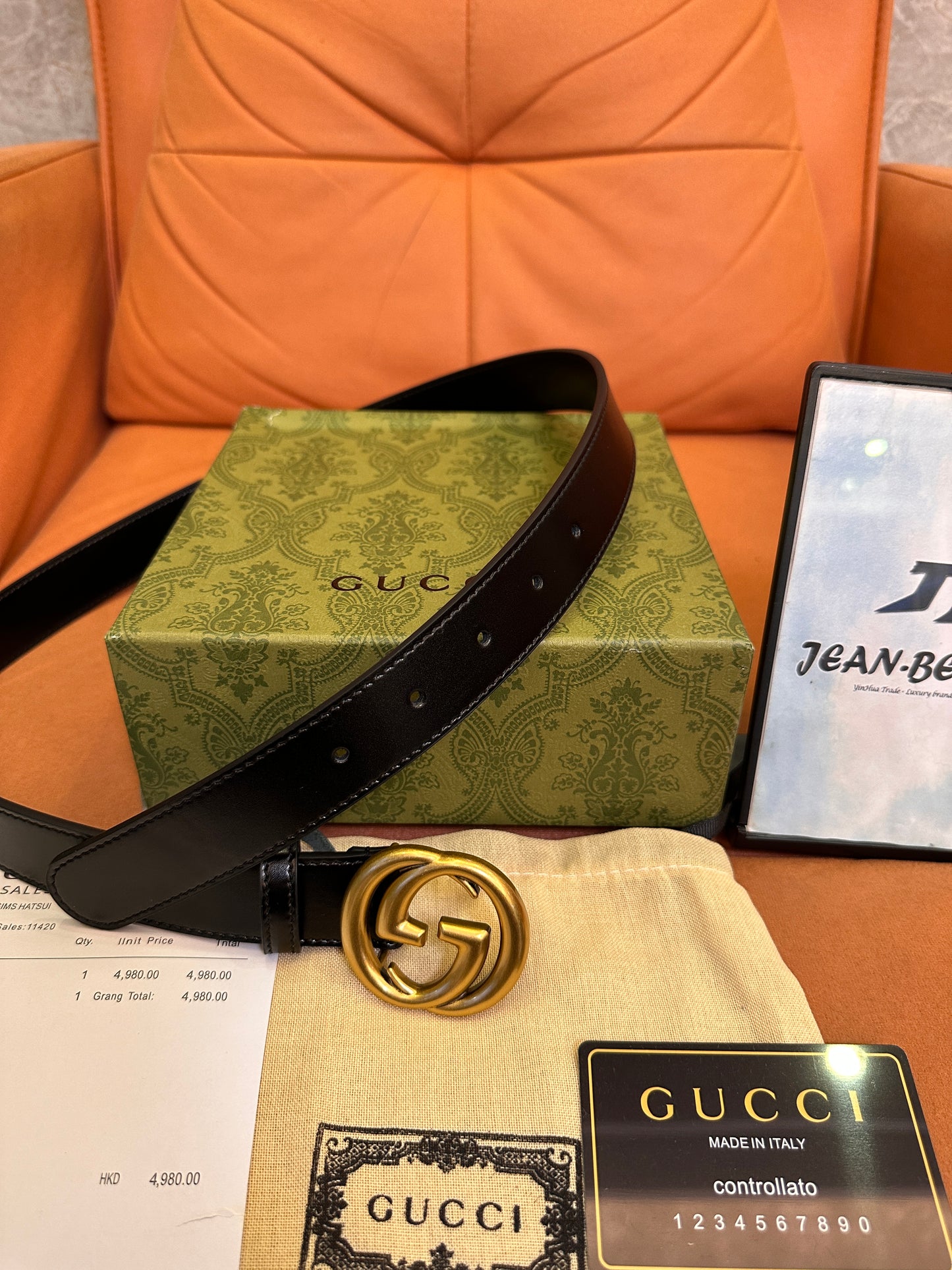 Gucci GG Marmont leather belt - black with antique gold buckle