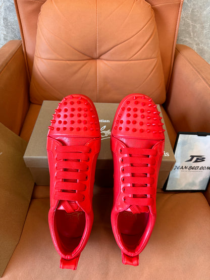 Christian Louboutin red spiked sneakers - Louis Junior Spikes flat shoes