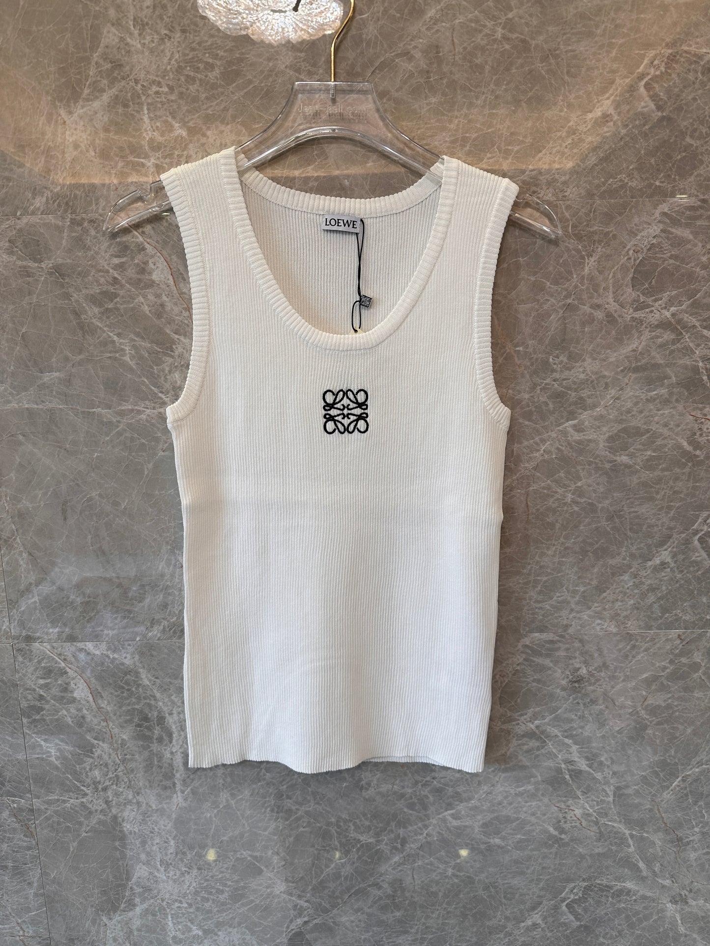 Loewe ribbed tank top with Anagram embroidery