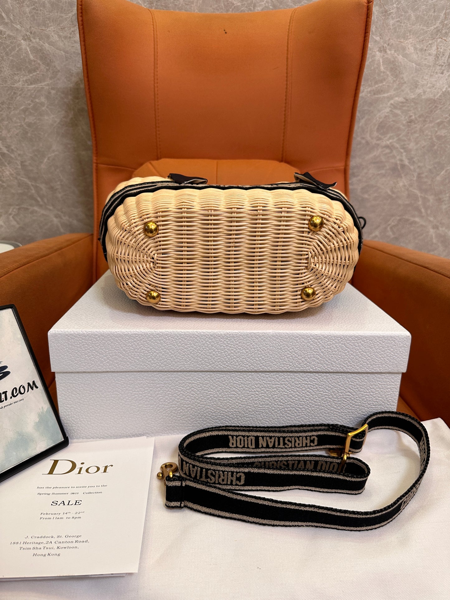 Christian Dior wicker basket bag with oblique canvas