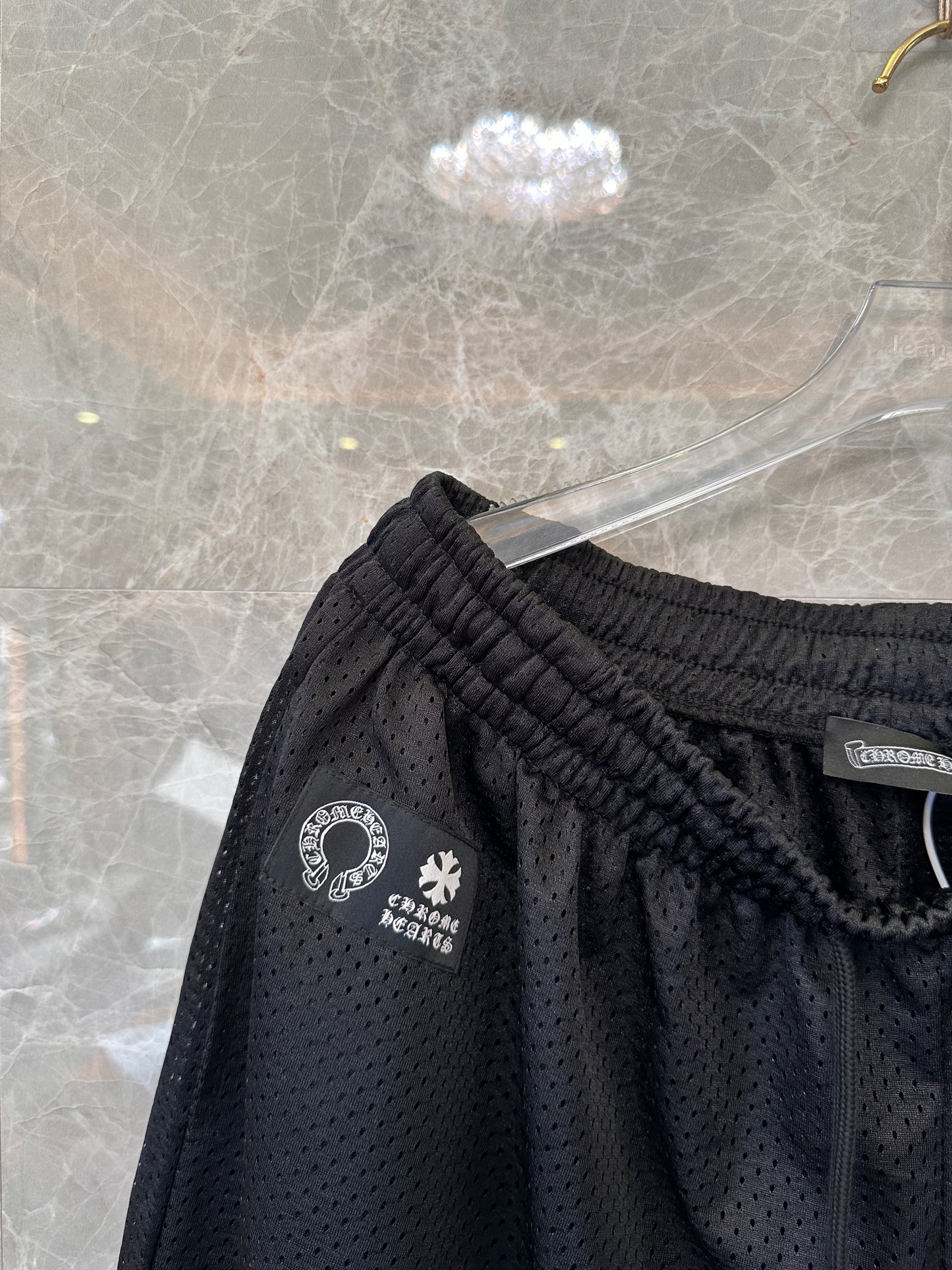 Chrome Hearts black mesh basketball shorts