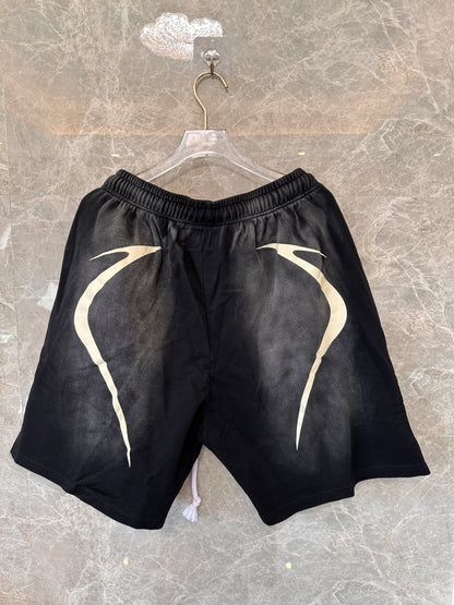 Hellstar black graphic shorts with bold logo