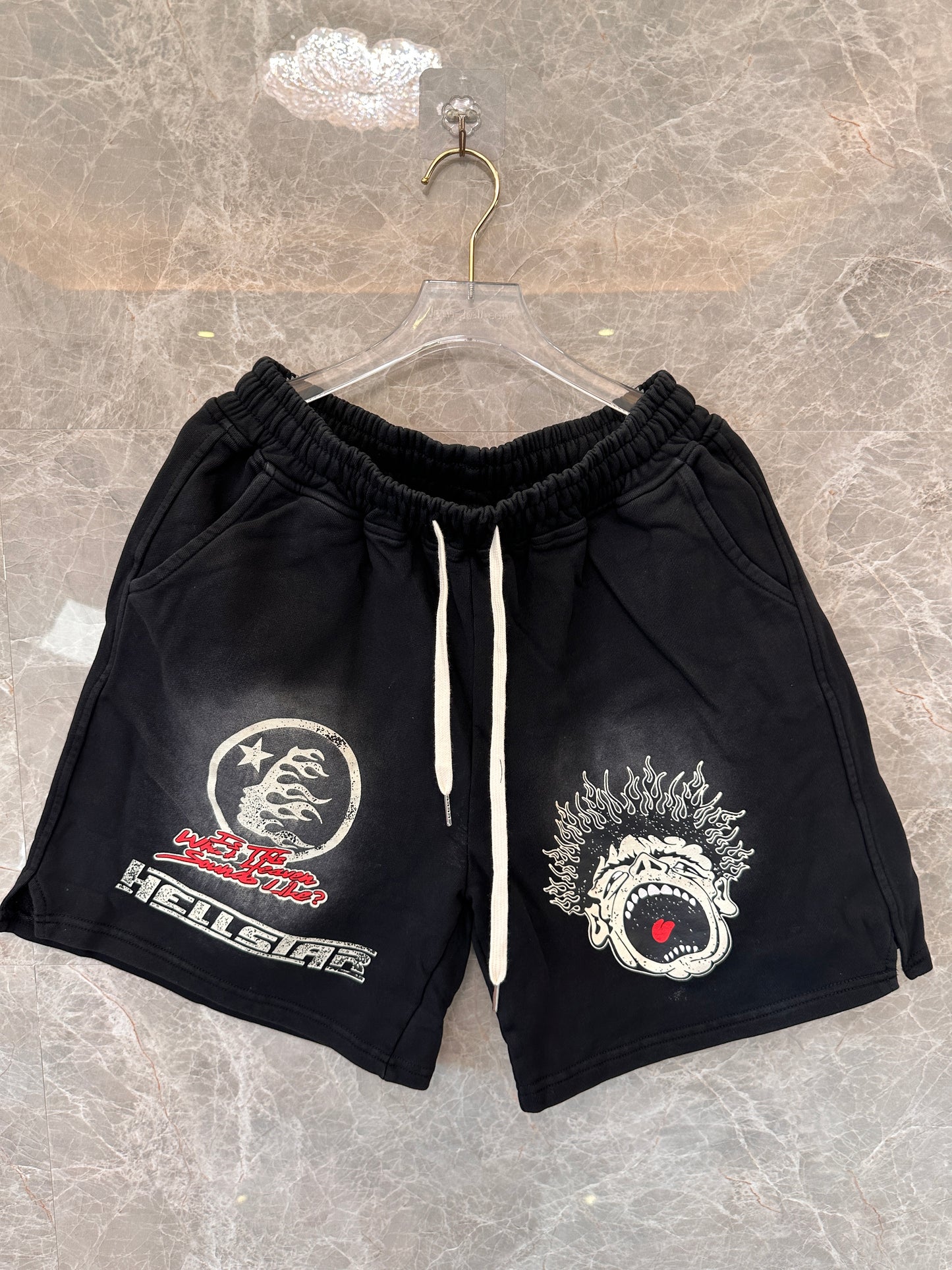 Hellstar graphic print black shorts