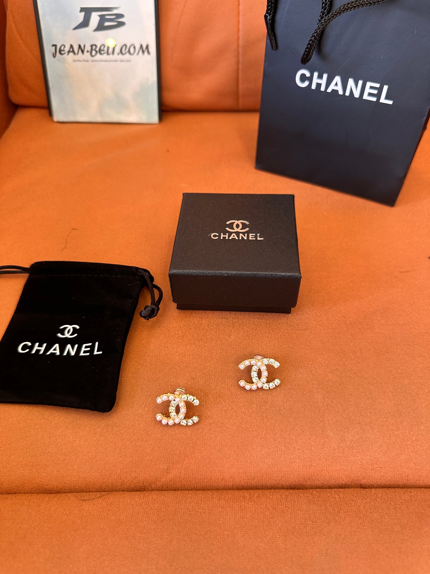 Chanel pearl & crystal CC earrings