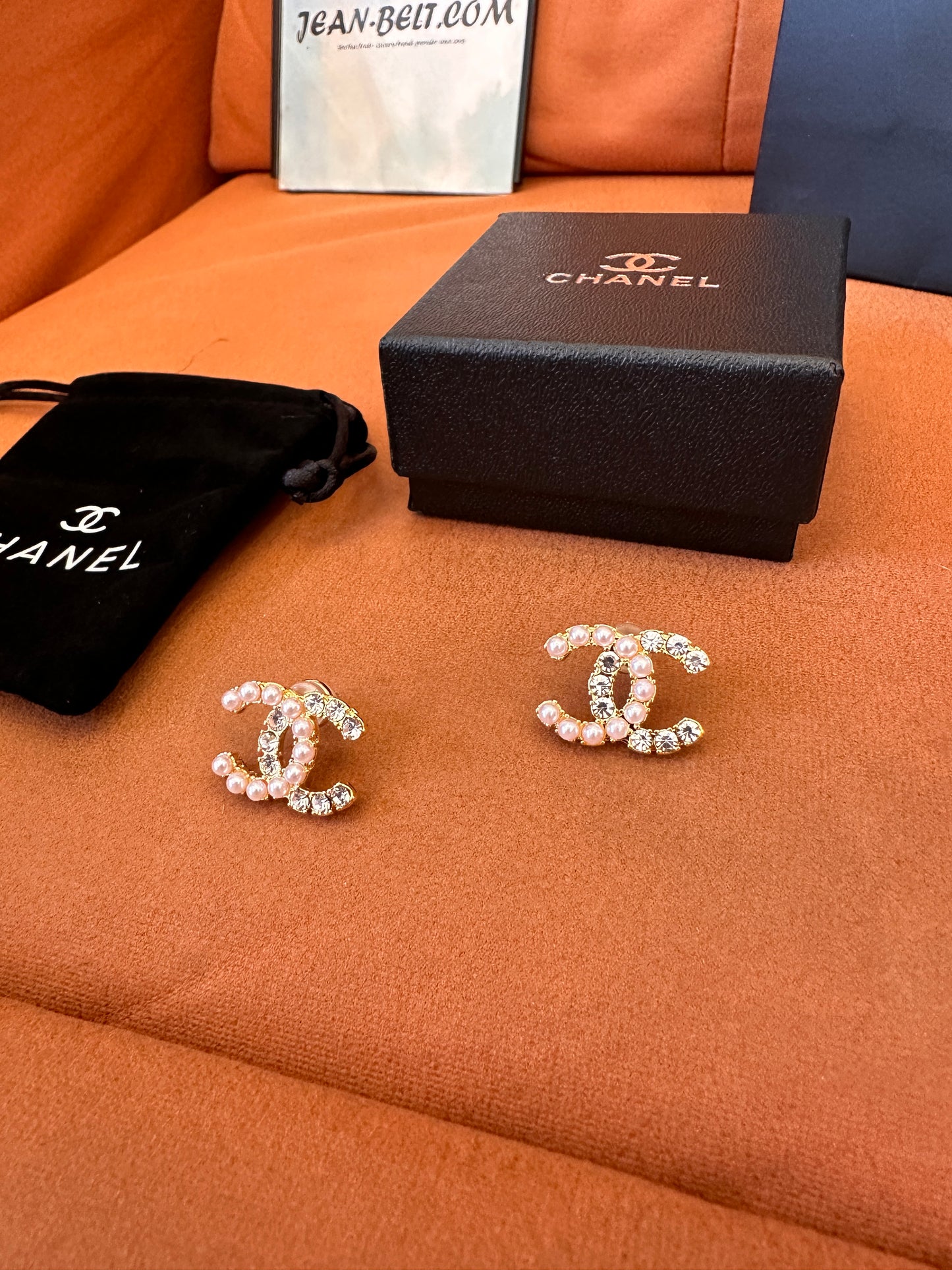 Chanel pearl & crystal CC earrings