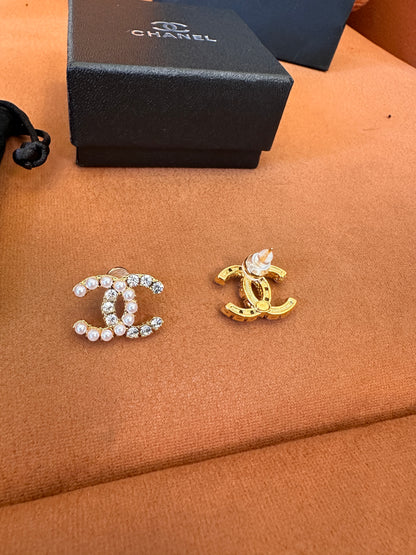 Chanel pearl & crystal CC earrings