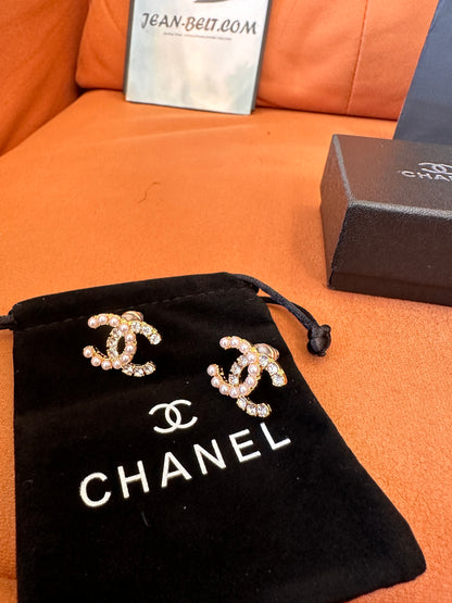 Chanel pearl & crystal CC earrings