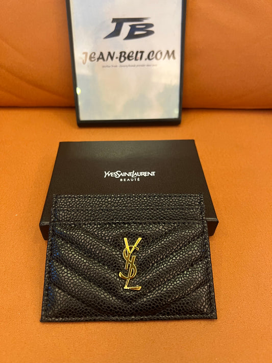 Yves Saint Laurent Monogram card holder - black grain de poudre