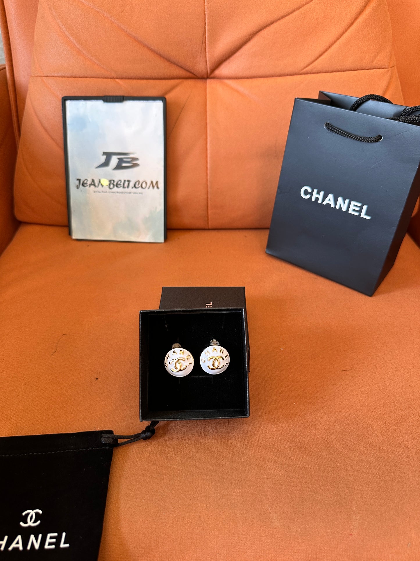 Chanel gold button earrings