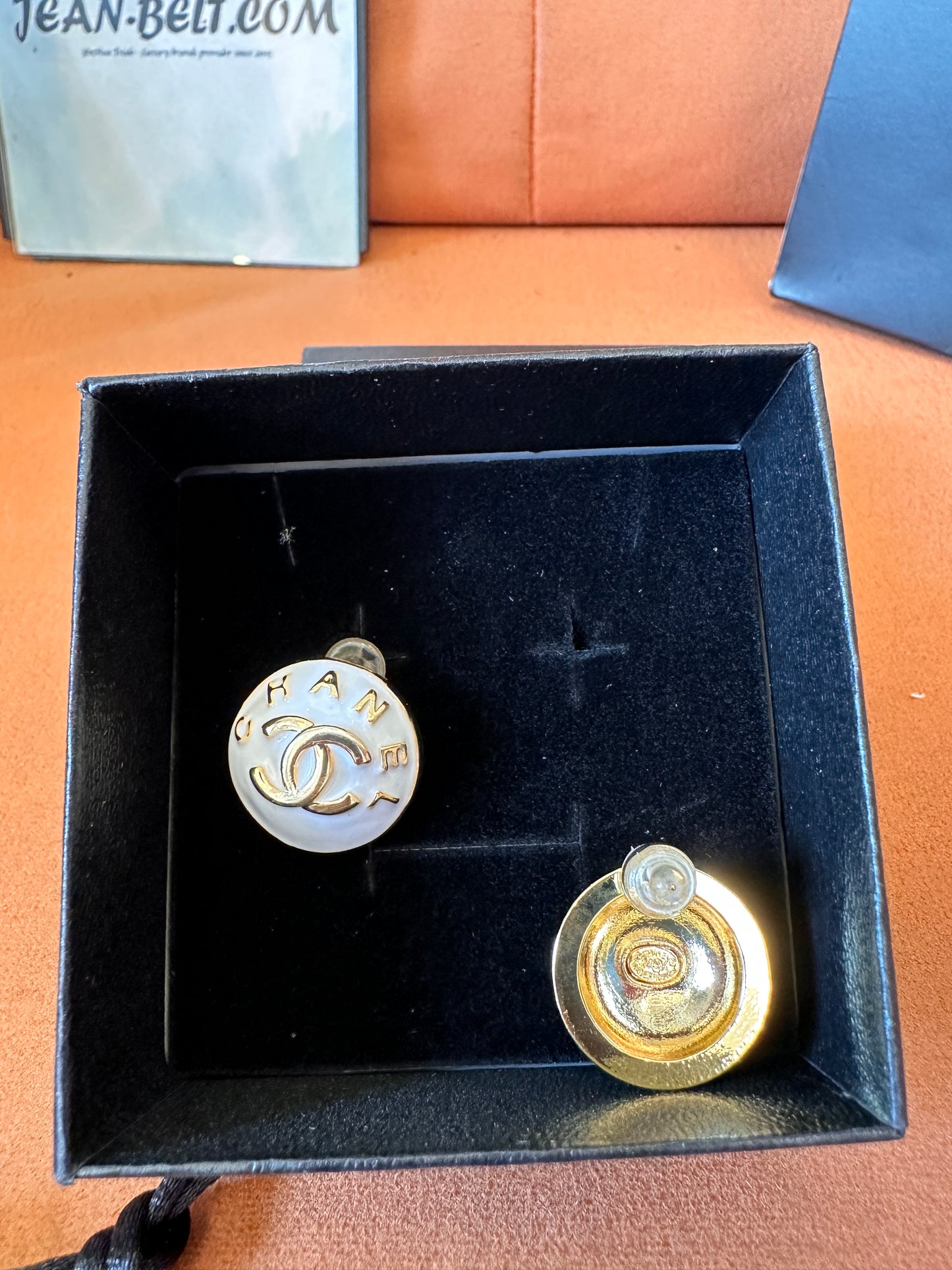 Chanel gold button earrings