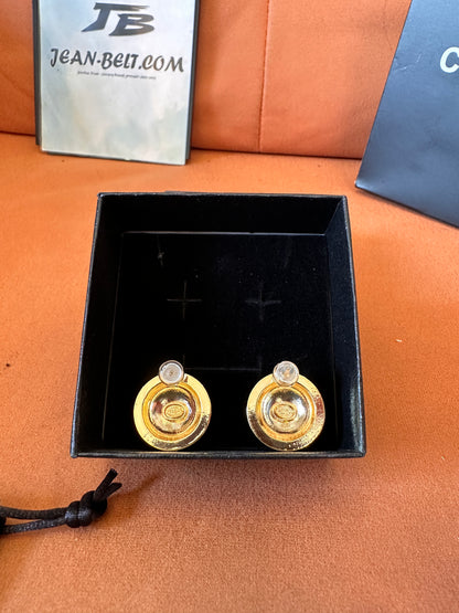 Chanel gold button earrings