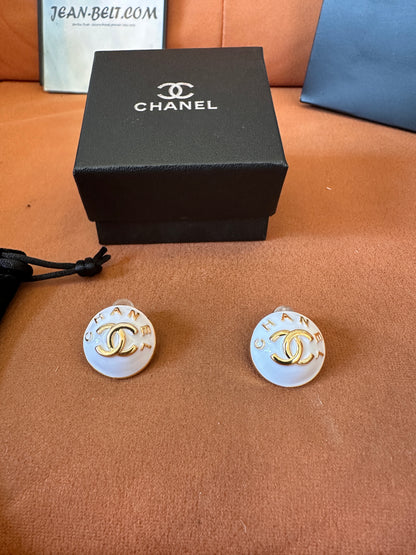 Chanel gold button earrings