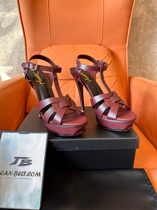 Saint Laurent Tribute sandals in burgundy