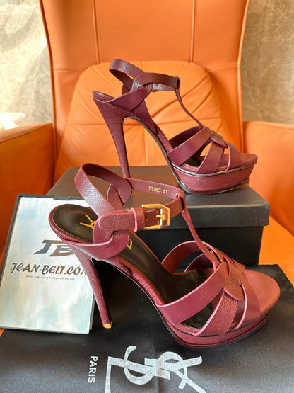 Saint Laurent Tribute sandals in burgundy