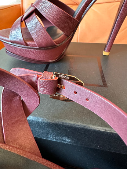 Saint Laurent Tribute sandals in burgundy