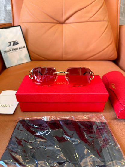 Cartier rimless red-tint sunglasses