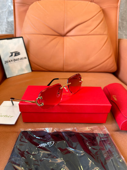 Cartier rimless red-tint sunglasses