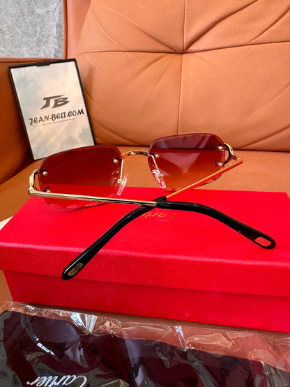 Cartier rimless red-tint sunglasses